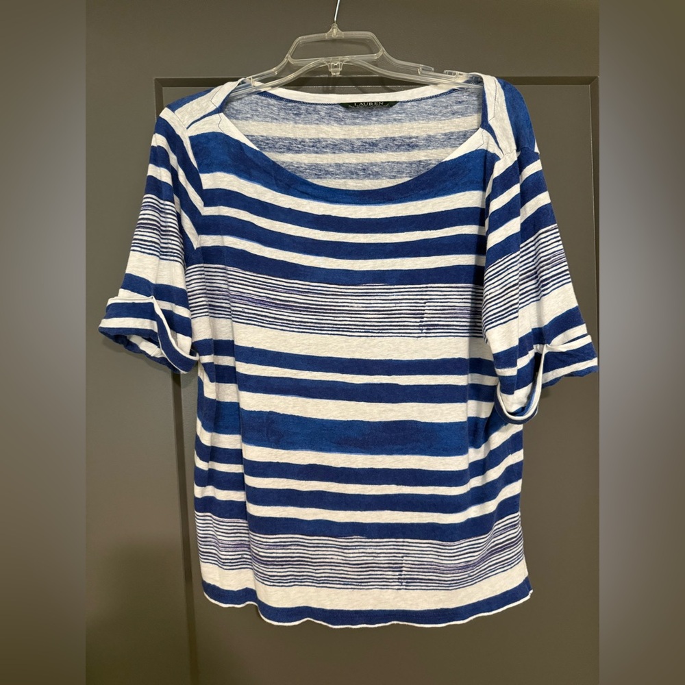 Ralph Lauren Navy and White Striped Tee